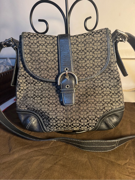 Coach Handbags - Signature Pattern Crossbody Bag in Black and Gray